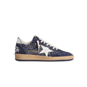 Golden Goose Ball Star in Blue with leather star and metallic leather heel tab
