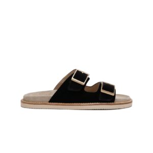 BRUNELLO CUCINELLI Suede Double-Strap Sandals Black