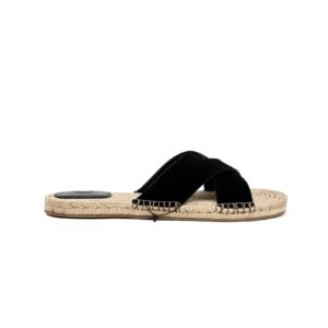 ZEGNA Black Suede Criss-Cross Espadrille Slides