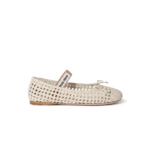 Miu Miu Crochet Ballet Flats – Ivory